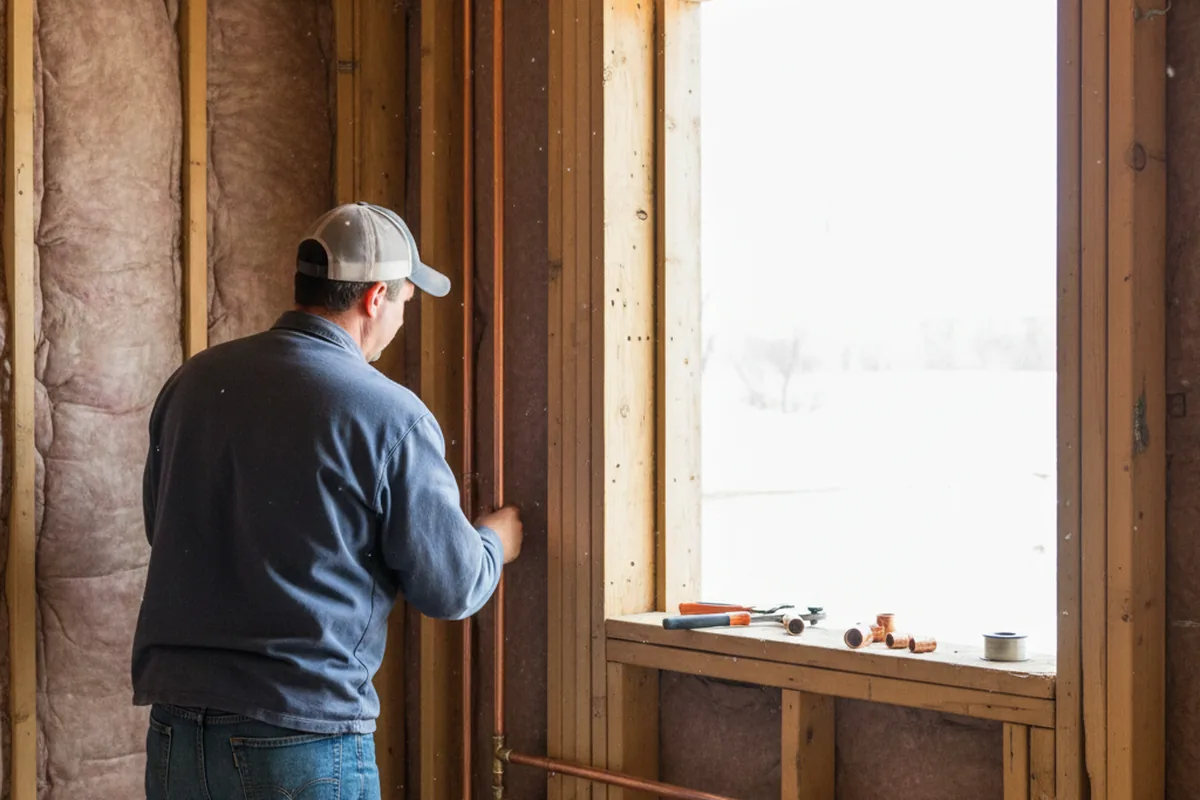 Licensed plumber running new copper supply lines in a Clune home